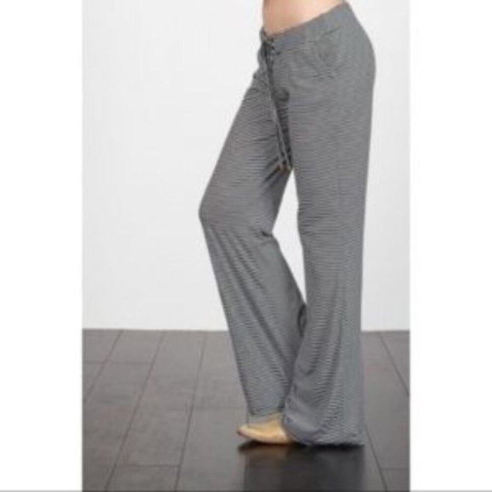 Cozy Black Stripe Drawstring Pants - Picture 3 of 4